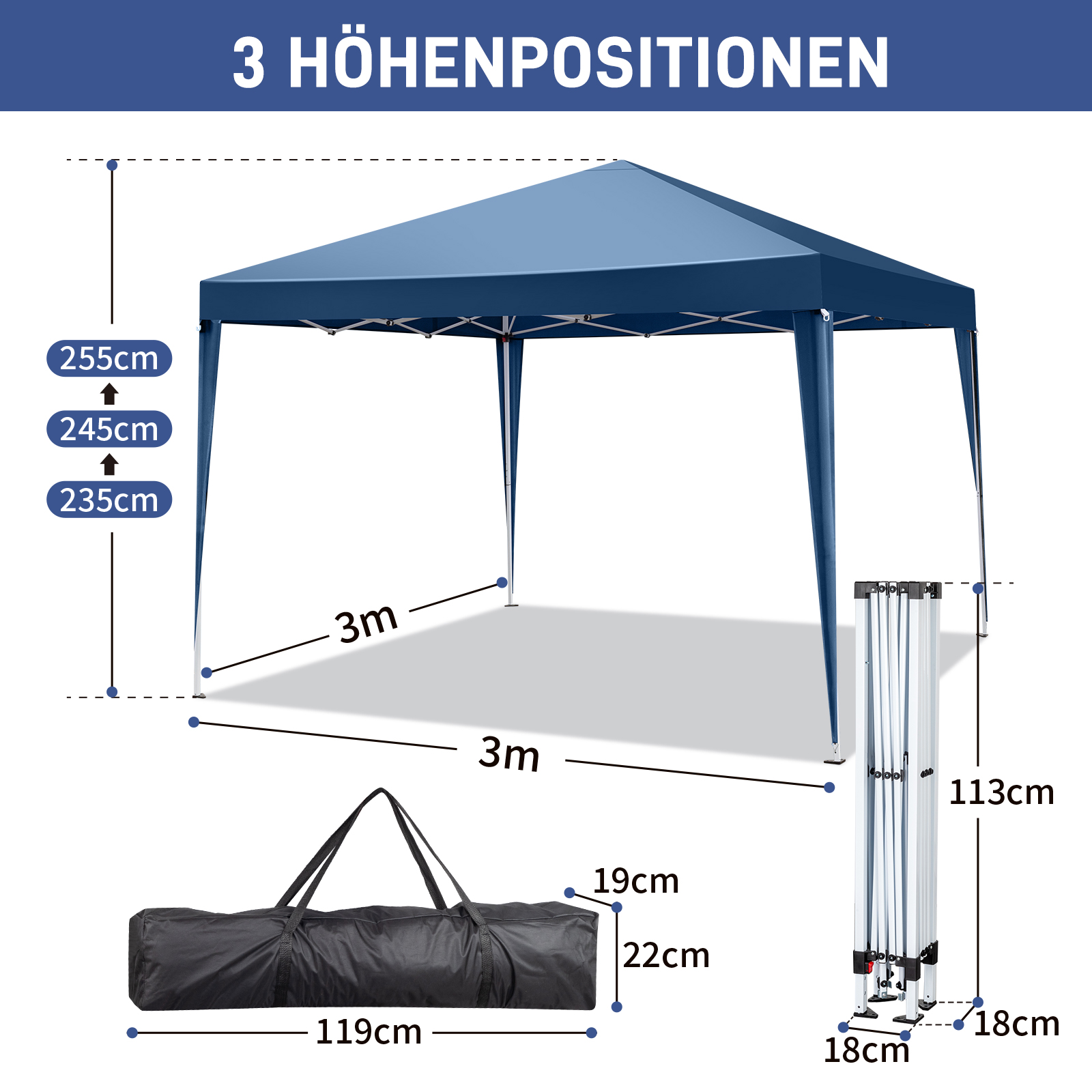Gazebo Pop Up - Тент-шатер 3х3 м (10x10 футов) с