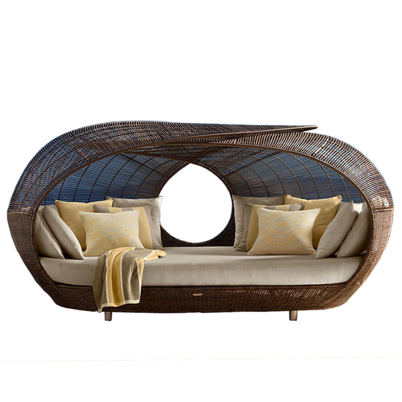 Outdoor Furniture In Sale - Плетеная полукруглая кушетка из ротанга для
