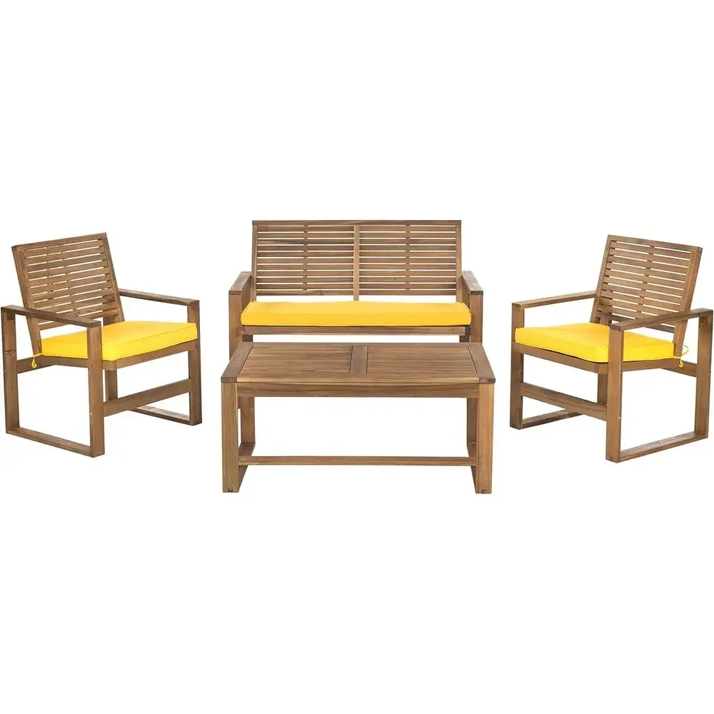 Outdoor Furniture Yellow - 4-местный комплект садовой мебели из акации