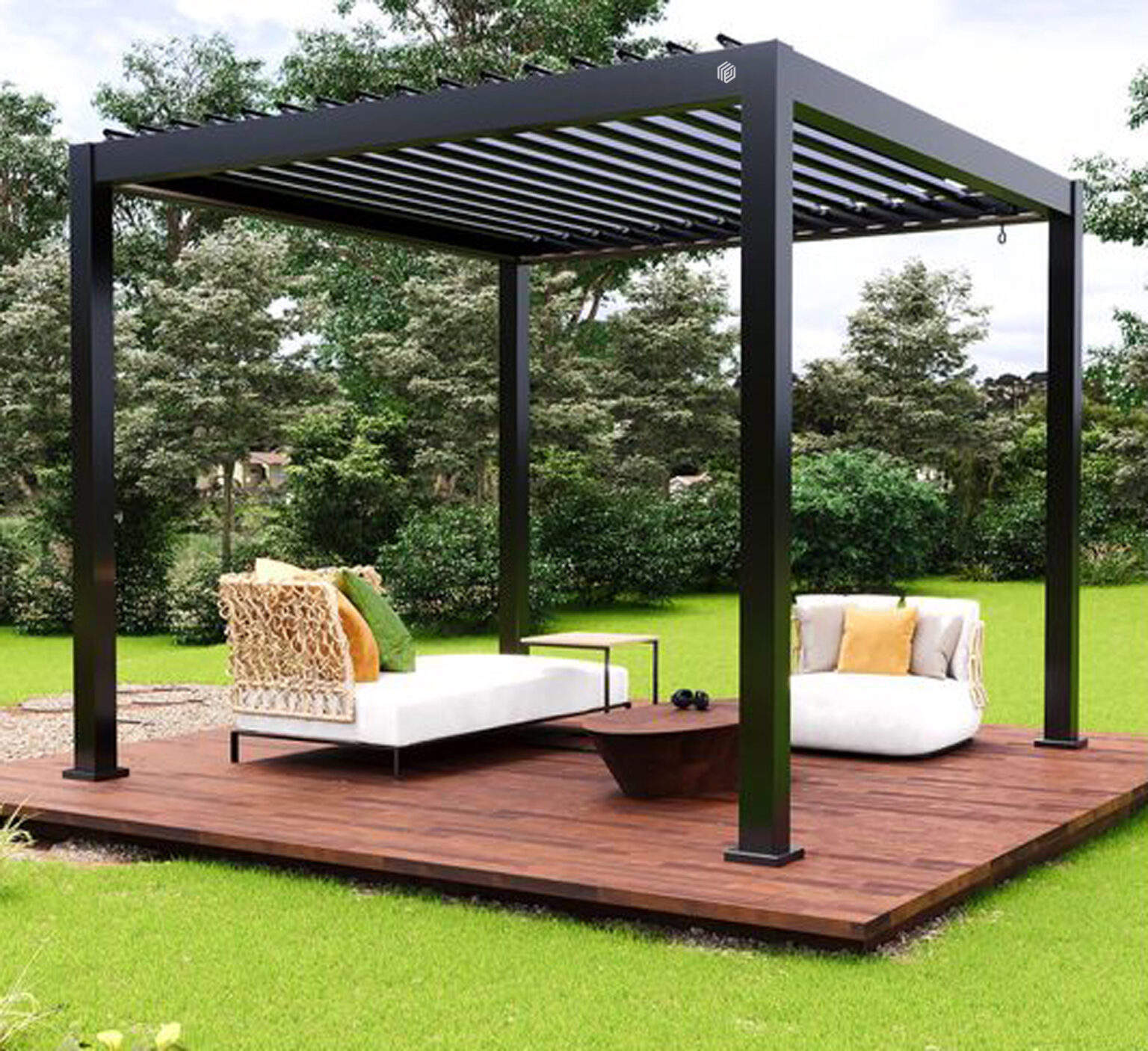 Outdoor Furniture Ideas - Модная алюминиевая беседка-пергола с электроприводными регулируемыми