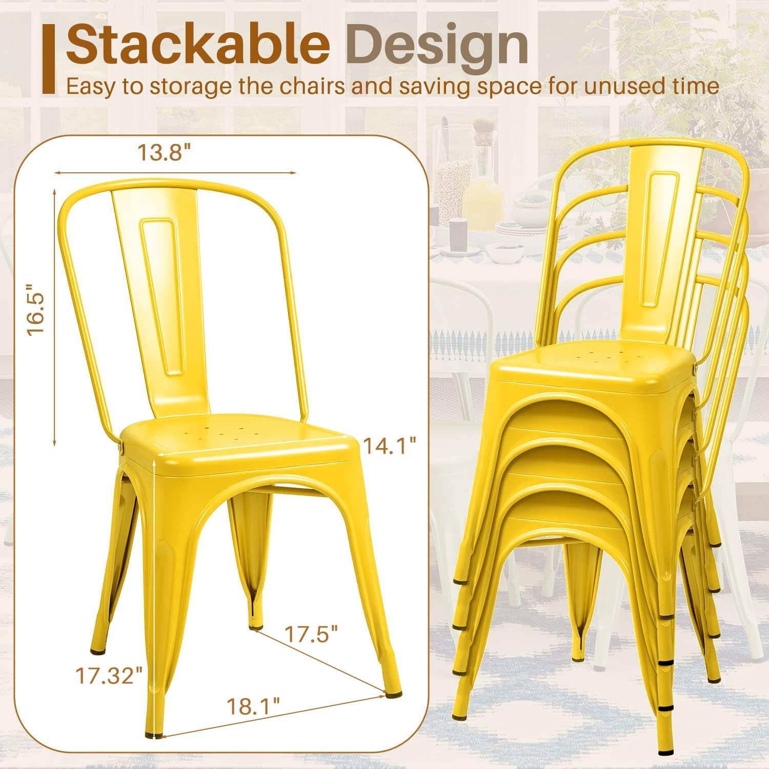 Металлические обеденные стулья – обзор и цена Outdoor Furniture Yellow