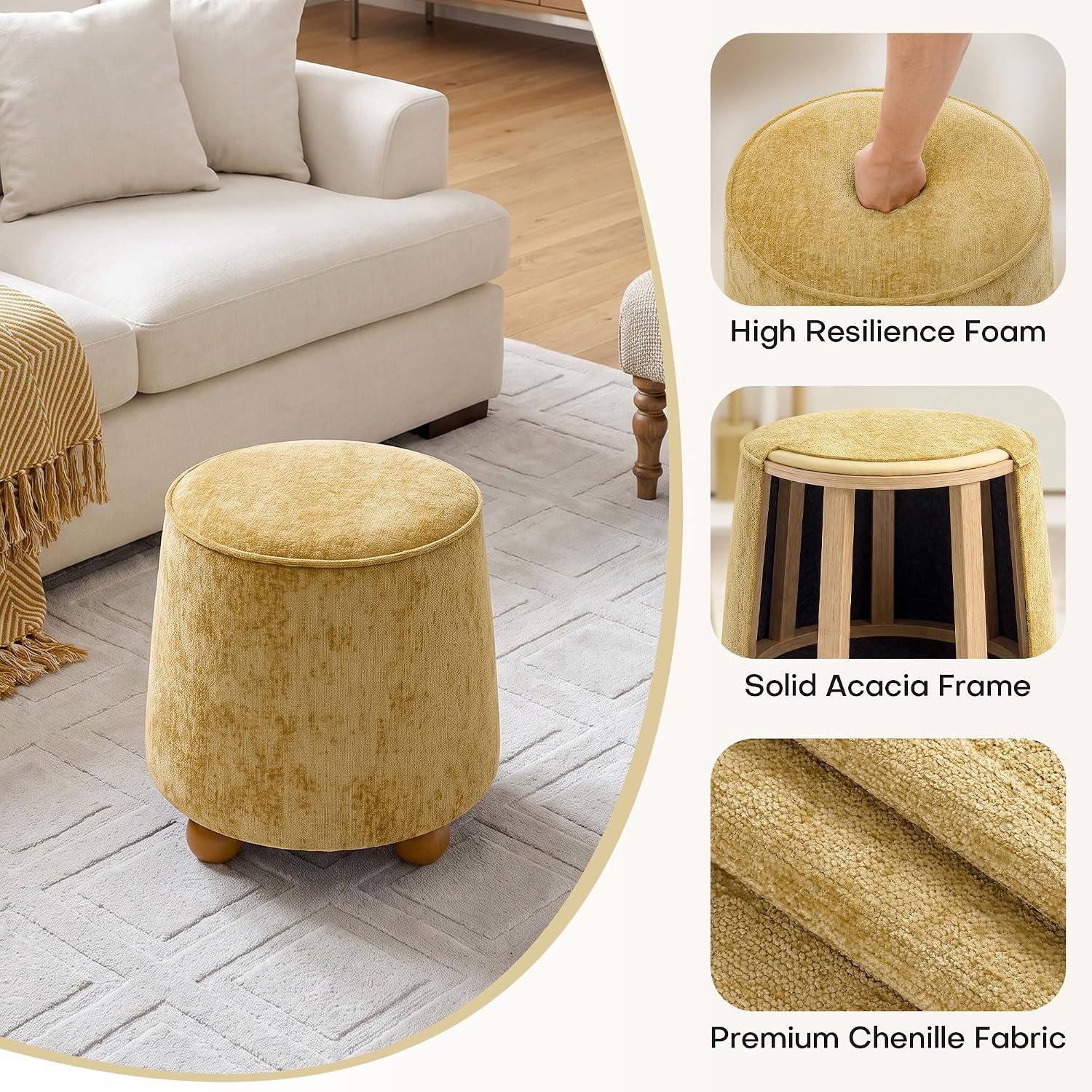 Круглый конический пуф из кауч – обзор и цена Outdoor Furniture Yellow